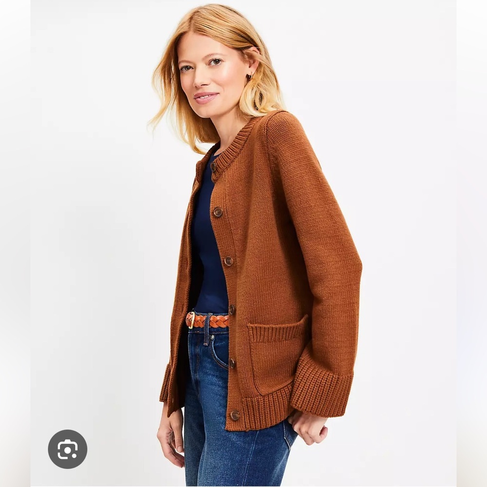 LOFT Waisted Patch Pocket Cardigan